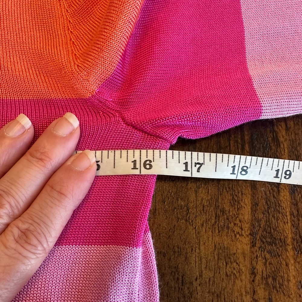 Lauren Ralph Lauren | Striped Knit Sweater, Pink & Orange Striped, Size PS - Picture 6 of 7